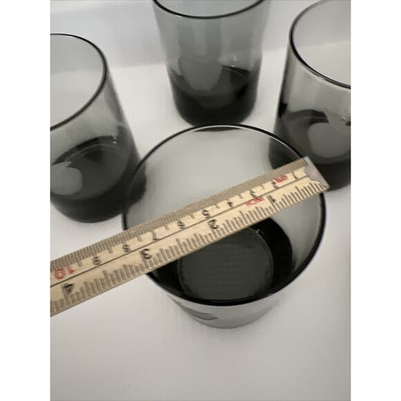 Smoke Gray Lowball Old Fashioned Etched Fruit Juice Barware Whiskey Set Of 5 - Picture 14 of 14